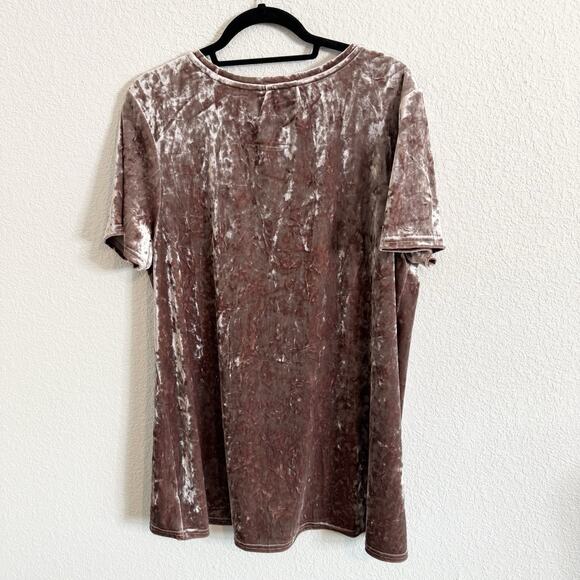 Spring + Mercer XXL Rose Smoke Velvet Legging Tee Short Sleeve V-Neck T-Shirt - Picture 3 of 6